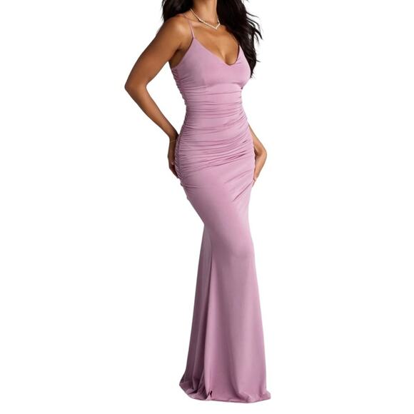 Windsor Justine V-Neck Mermaid Formal Dress Lavender Large NWT - Picture 8 of 11